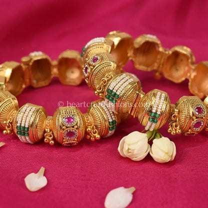 Ruby Emerald Heritage Bead Bangles