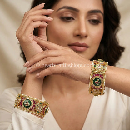 Ruby Emerald Heritage Pachi Bangles