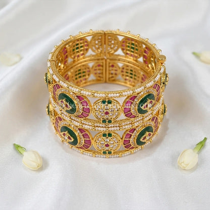 Ruby Emerald Heritage Pachi Bangles