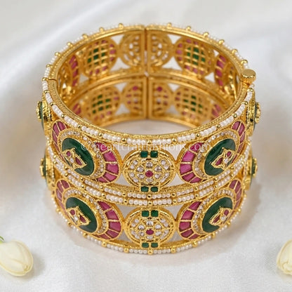 Ruby Emerald Heritage Pachi Bangles