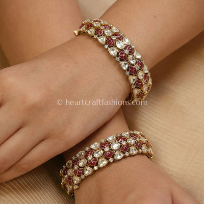 Ruby Floral Moissanite Polki Patla