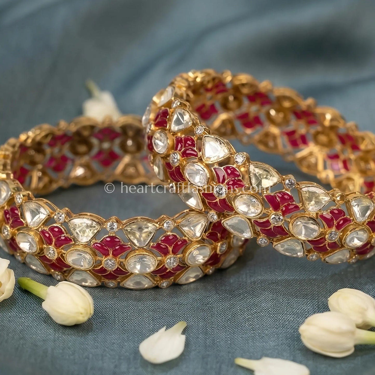 Ruby Floral Moissanite Polki Patla