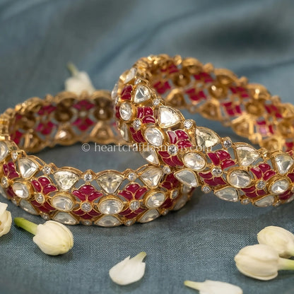 Ruby Floral Moissanite Polki Patla