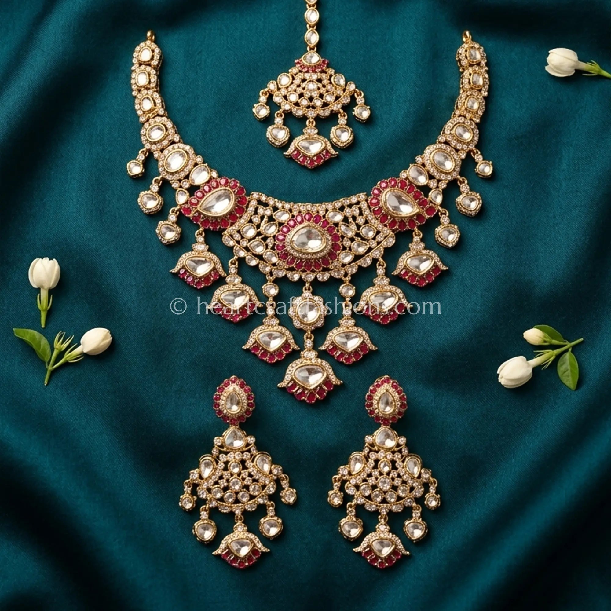 Ruby Glow Sunehri Kundan Statement Necklace