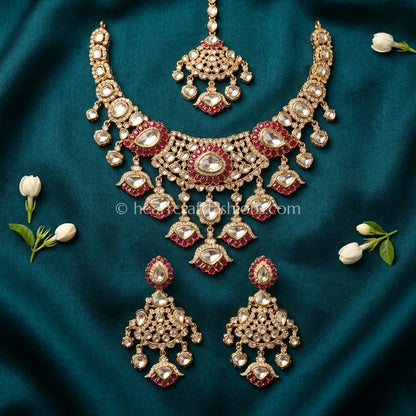 Ruby Glow Sunehri Kundan Statement Necklace