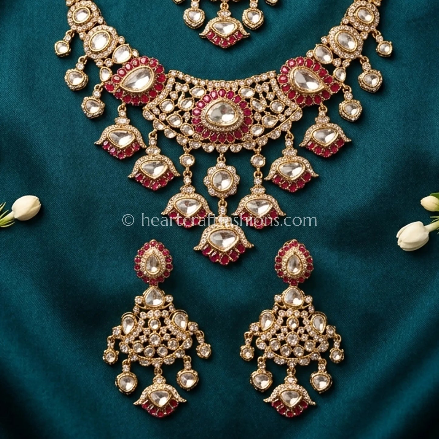 Ruby Glow Sunehri Kundan Statement Necklace