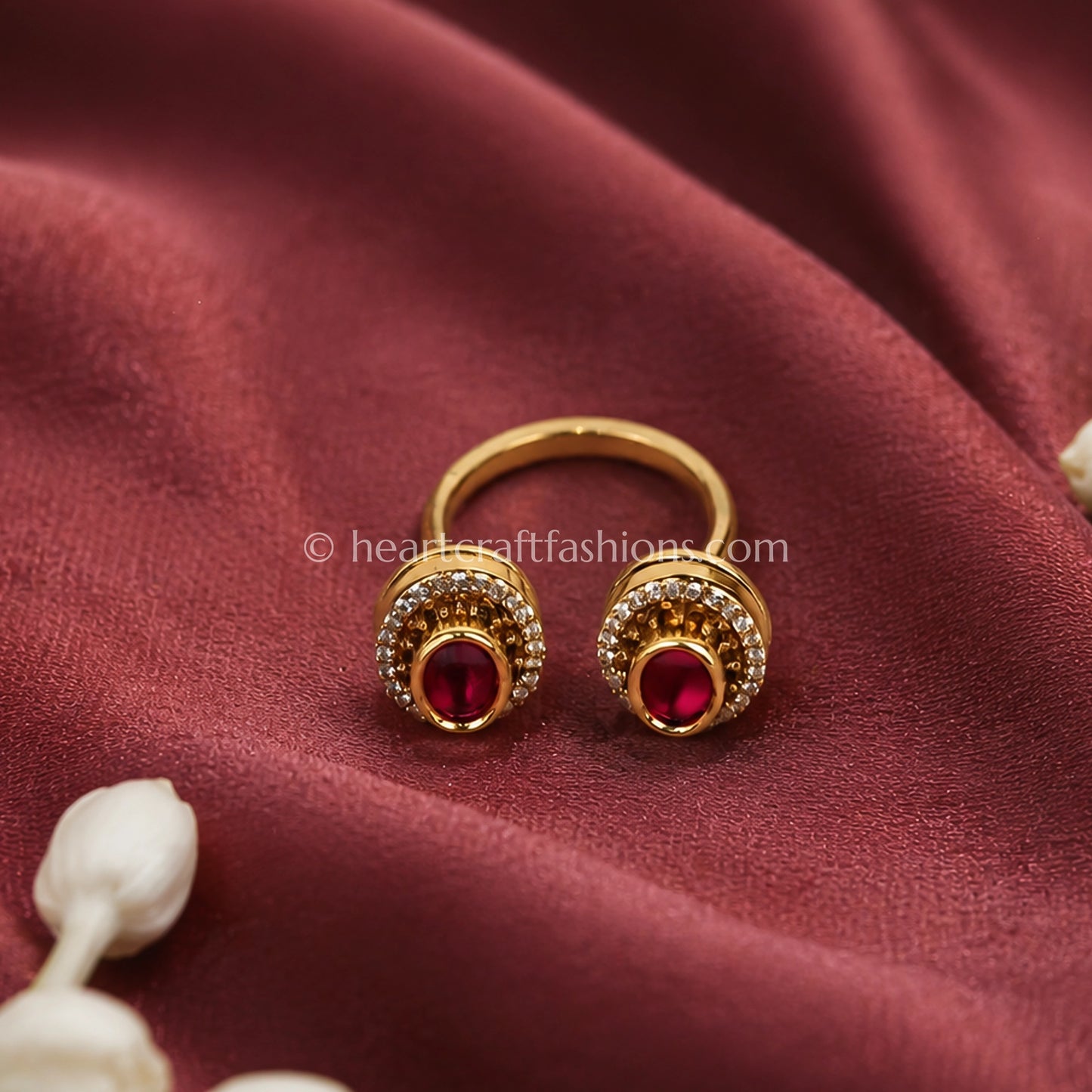 Ruby Halo Moissanite Adjustable Ring