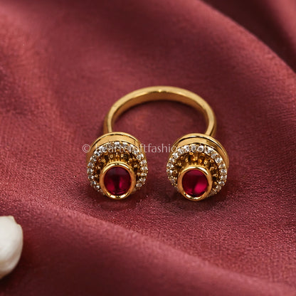 Ruby Halo Moissanite Adjustable Ring