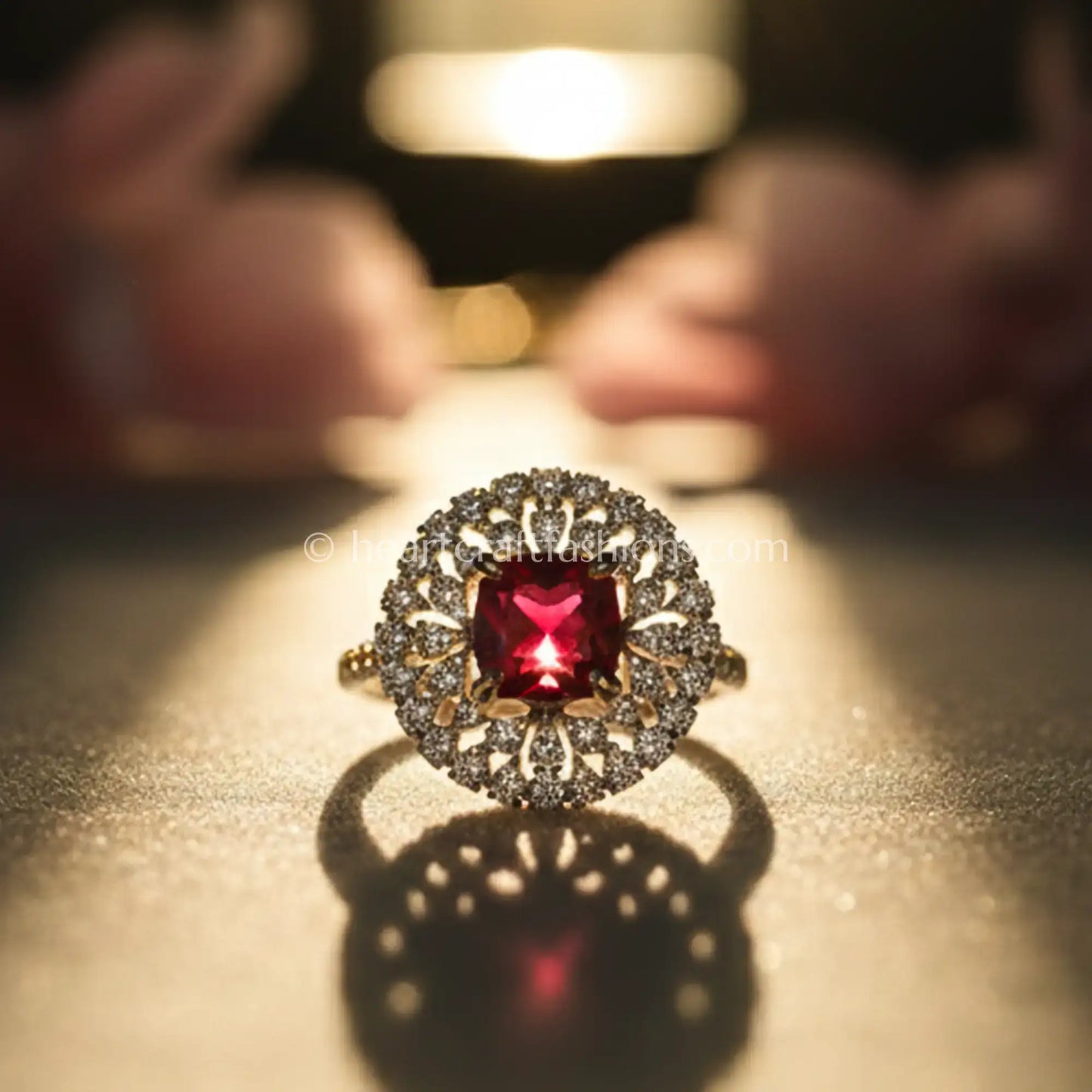 Ruby Halo Statement Ring