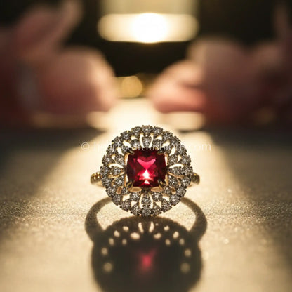 Ruby Halo Statement Ring