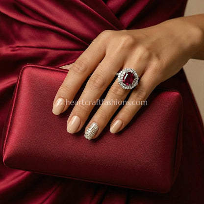 Ruby Halo Statement Ring