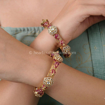 Ruby Heritage Kundan Bangles