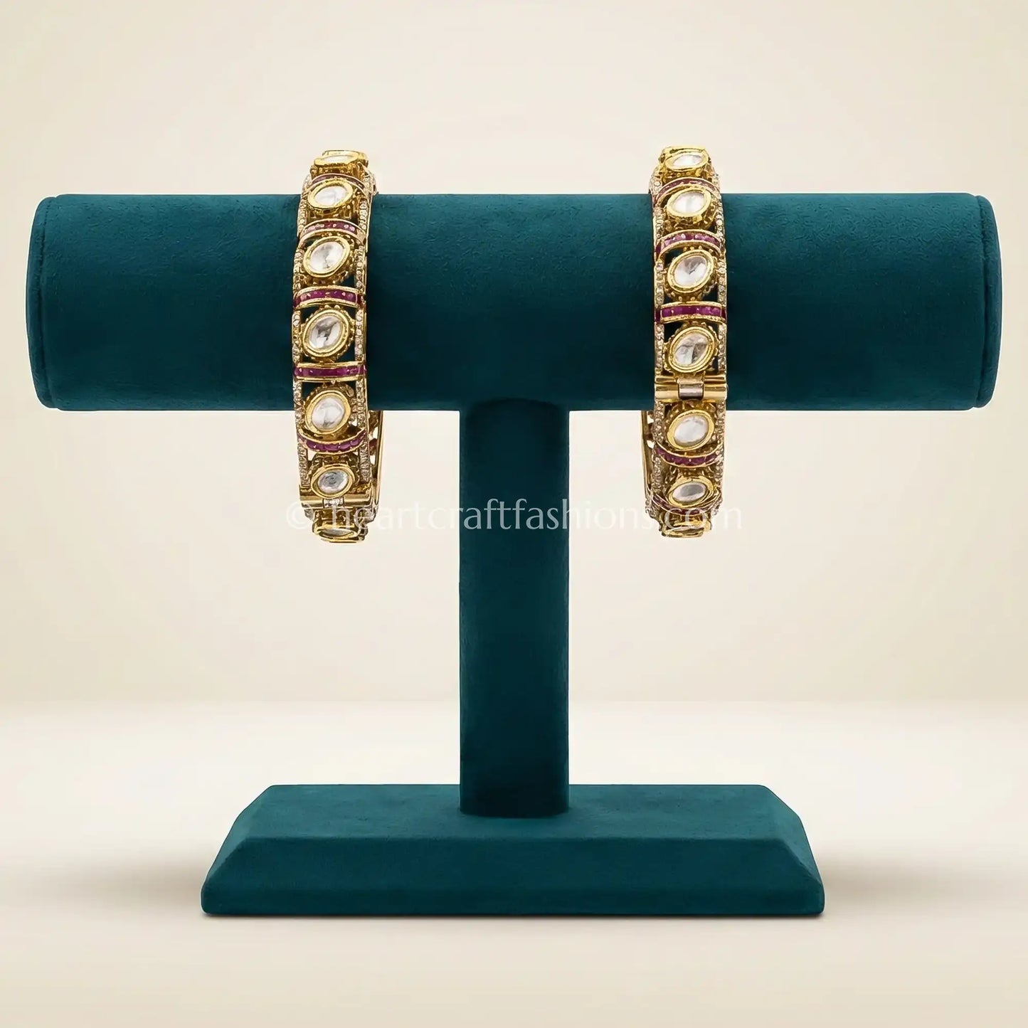 Ruby Line Sunheri Kundan Bangles