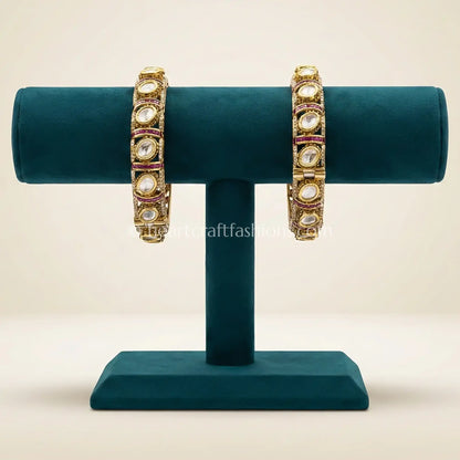 Ruby Line Sunheri Kundan Bangles