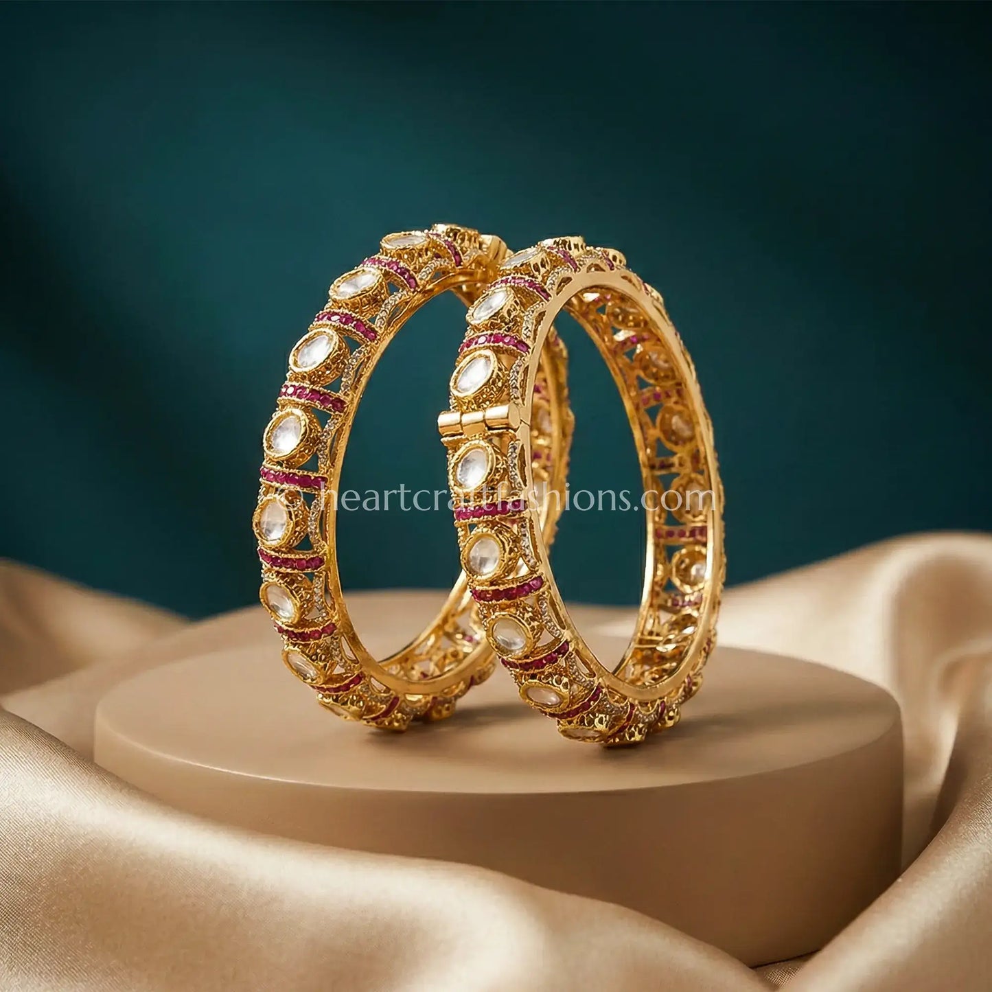 Ruby Line Sunheri Kundan Bangles