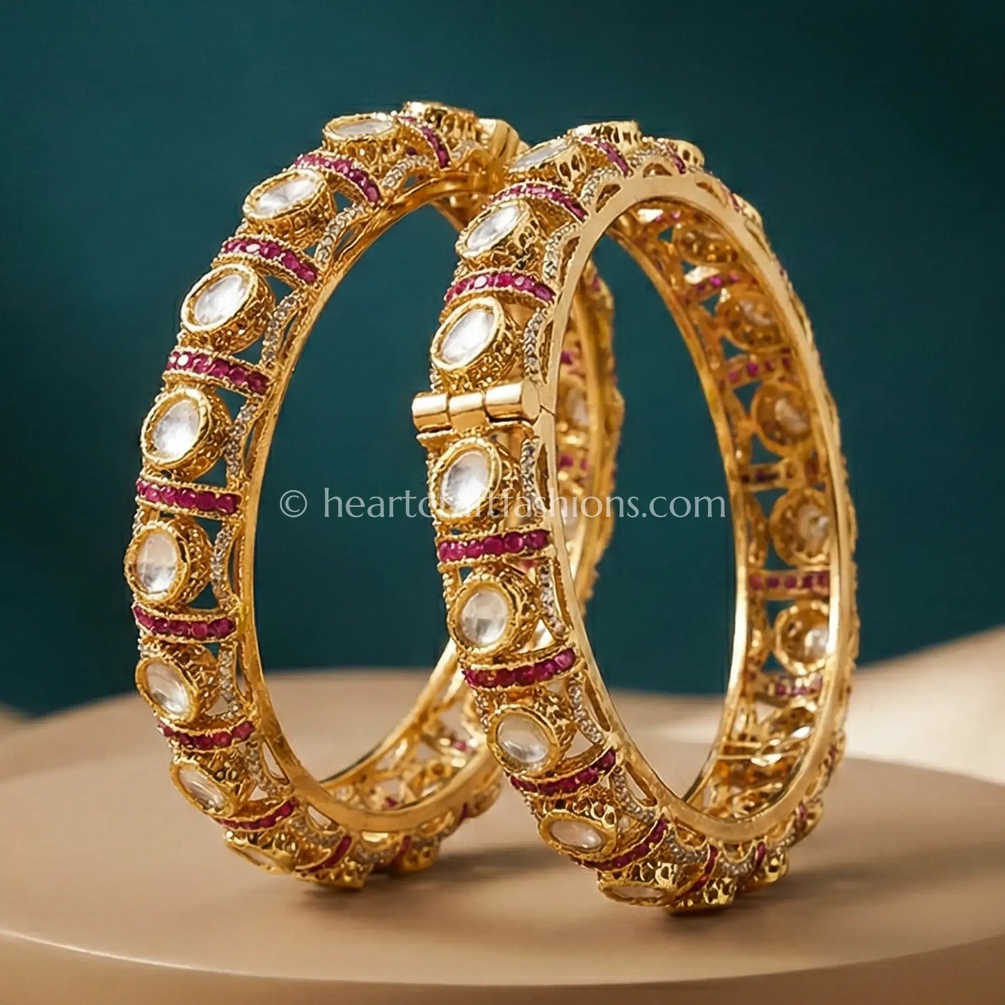Ruby Line Sunheri Kundan Bangles