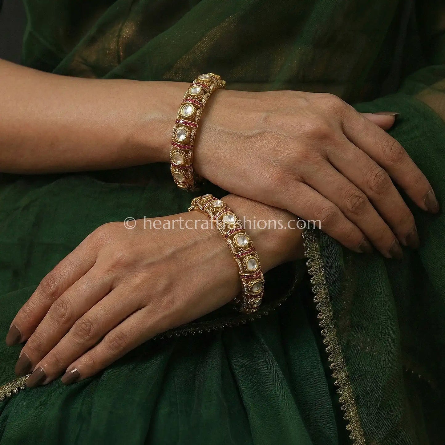 Ruby Line Sunheri Kundan Bangles