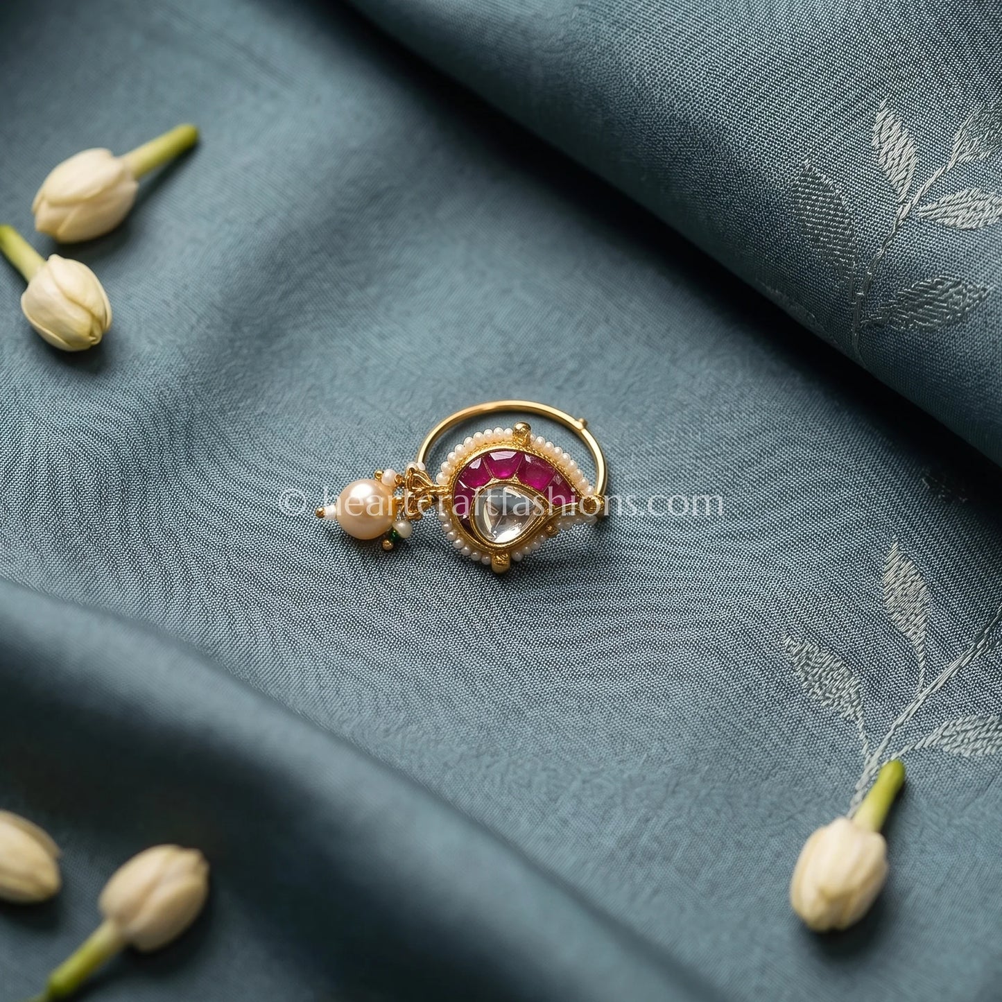 Ruby Meenakari Pachi Kundan Paisley Nath