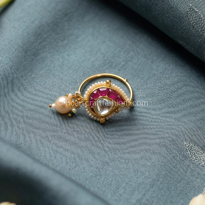 Ruby Meenakari Pachi Kundan Paisley Nath