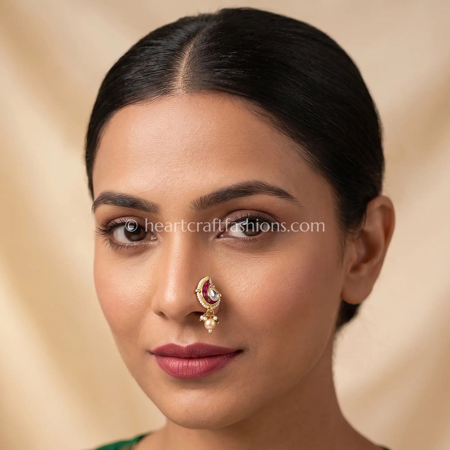 Ruby Meenakari Pachi Kundan Paisley Nath