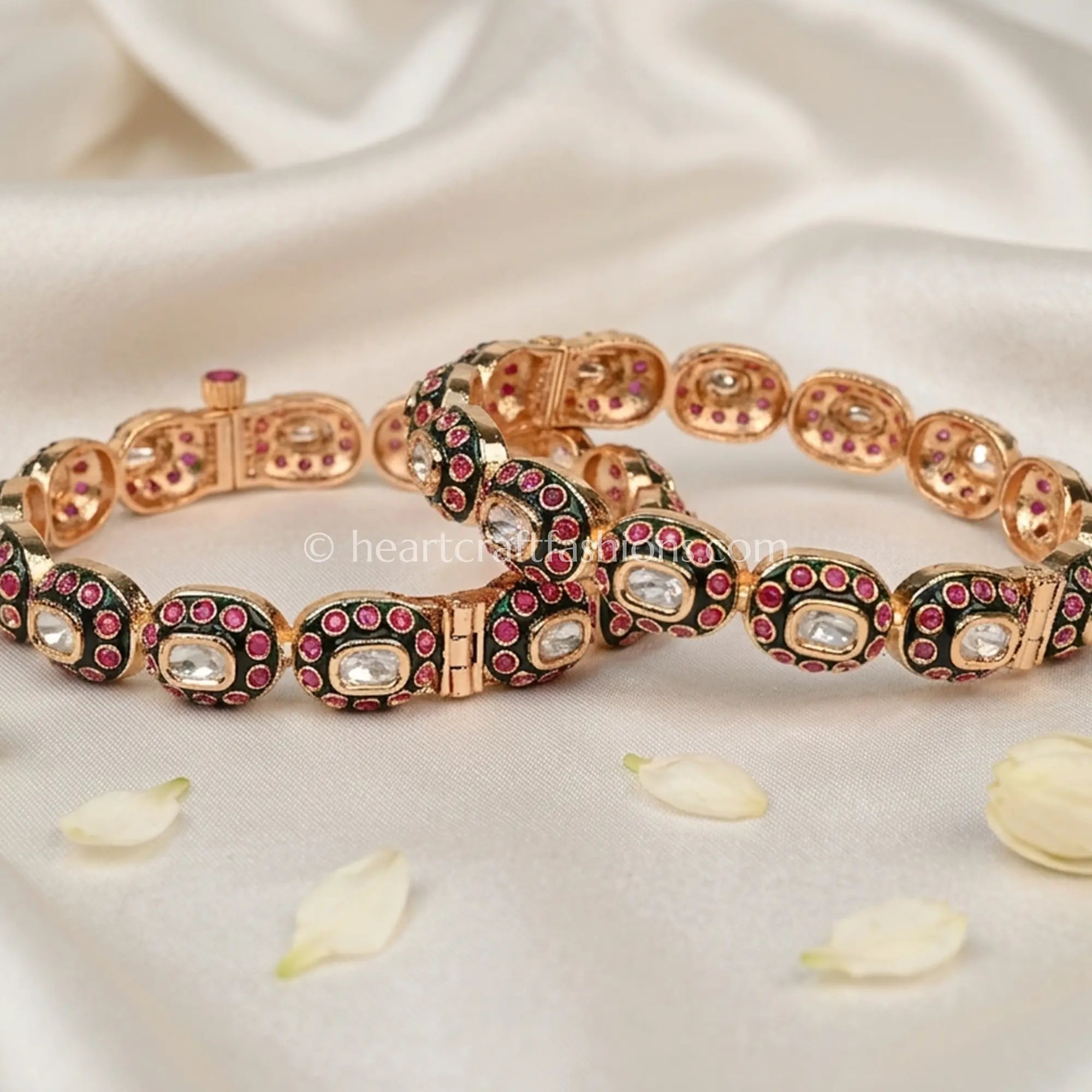 Ruby Moissanite Kundan Sleek Bangles