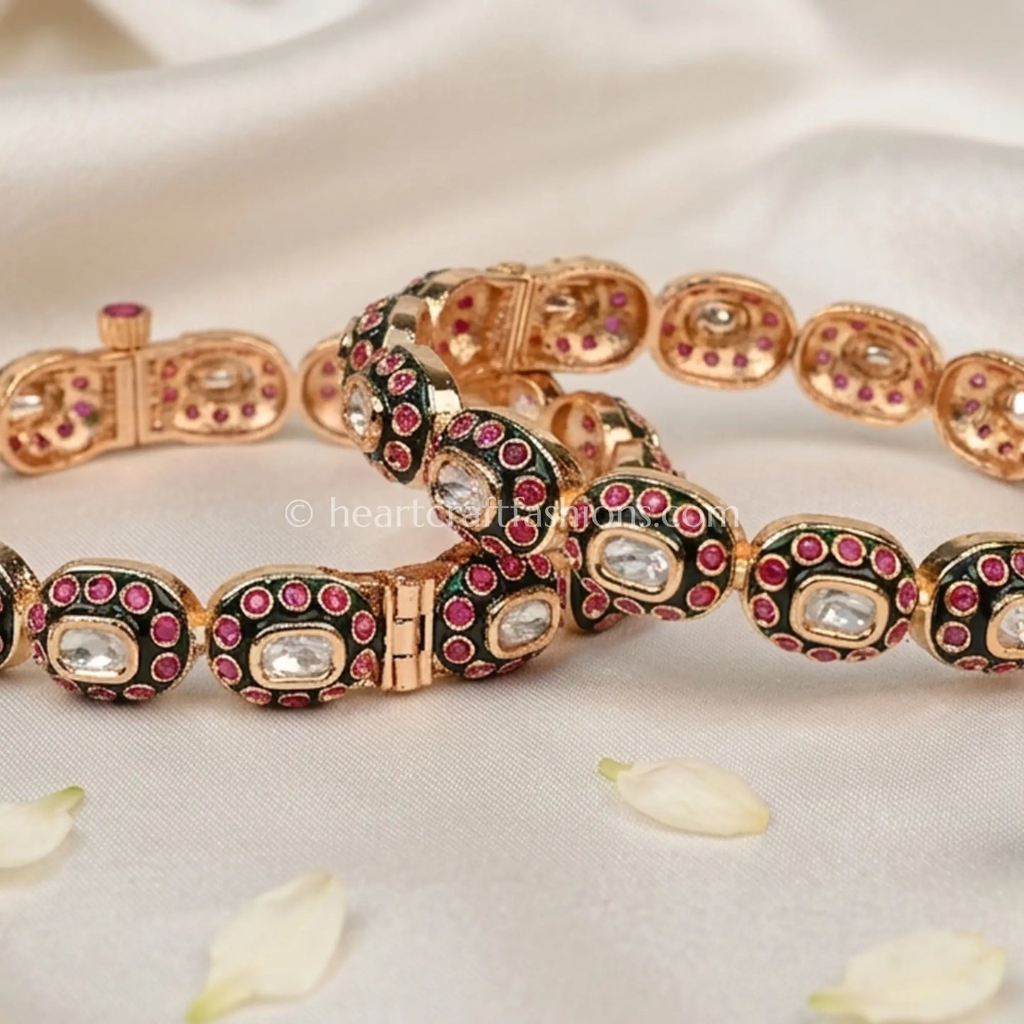 Ruby Moissanite Kundan Sleek Bangles