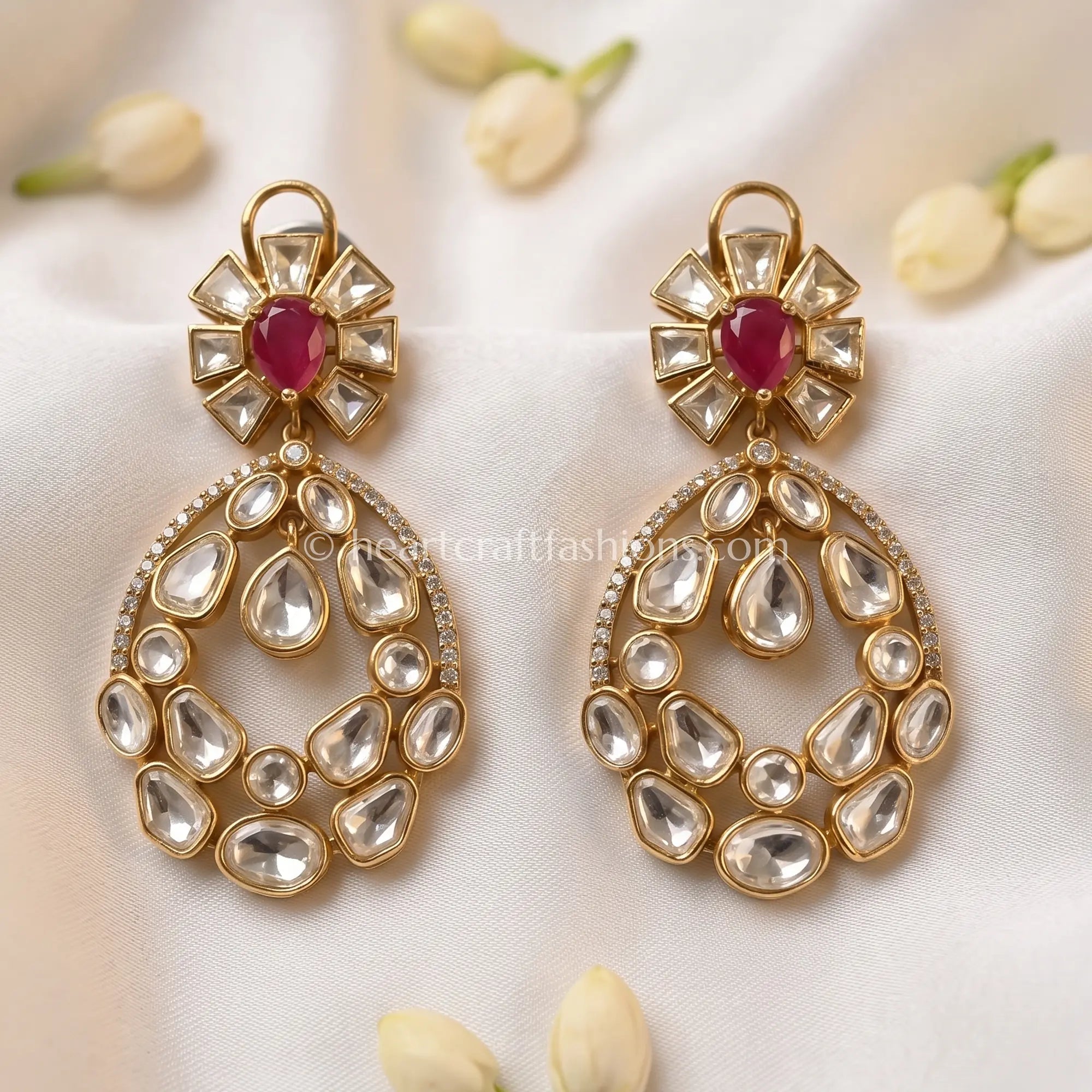 Ruby Noor Moissanite Polki Danglers