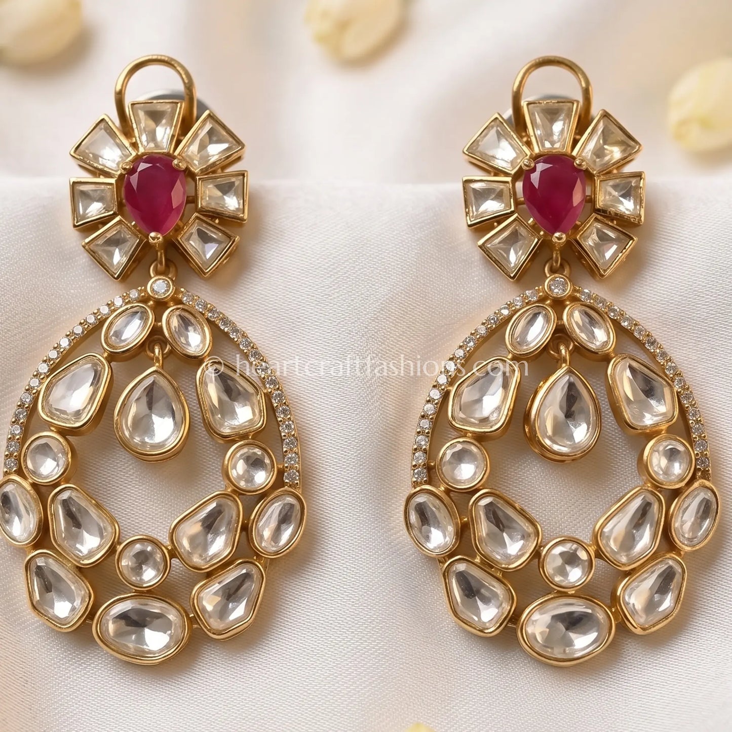 Ruby Noor Moissanite Polki Danglers