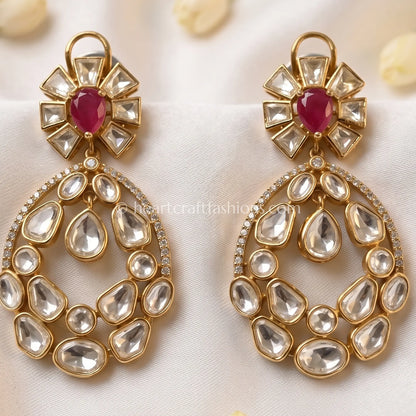 Ruby Noor Moissanite Polki Danglers