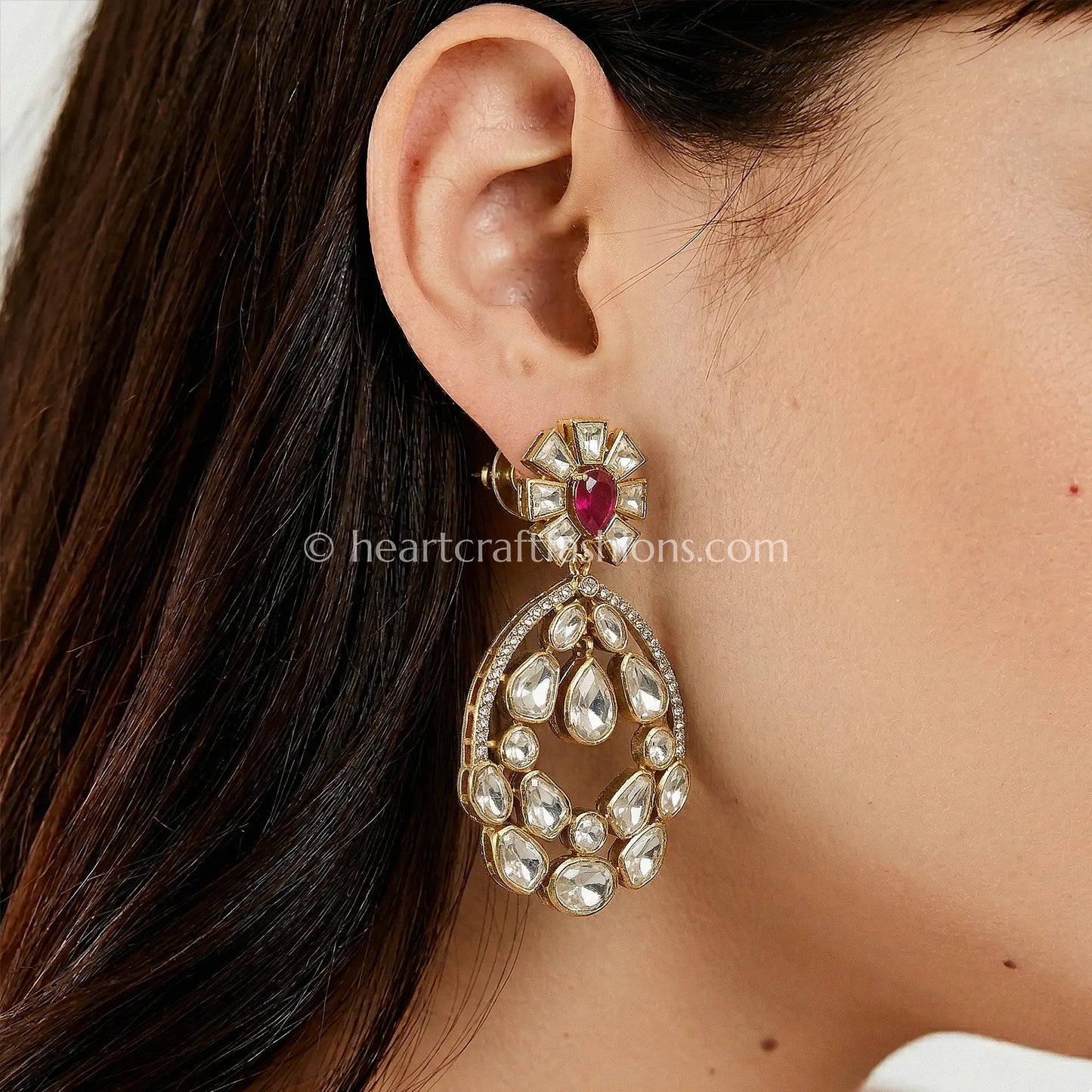 Ruby Noor Moissanite Polki Danglers