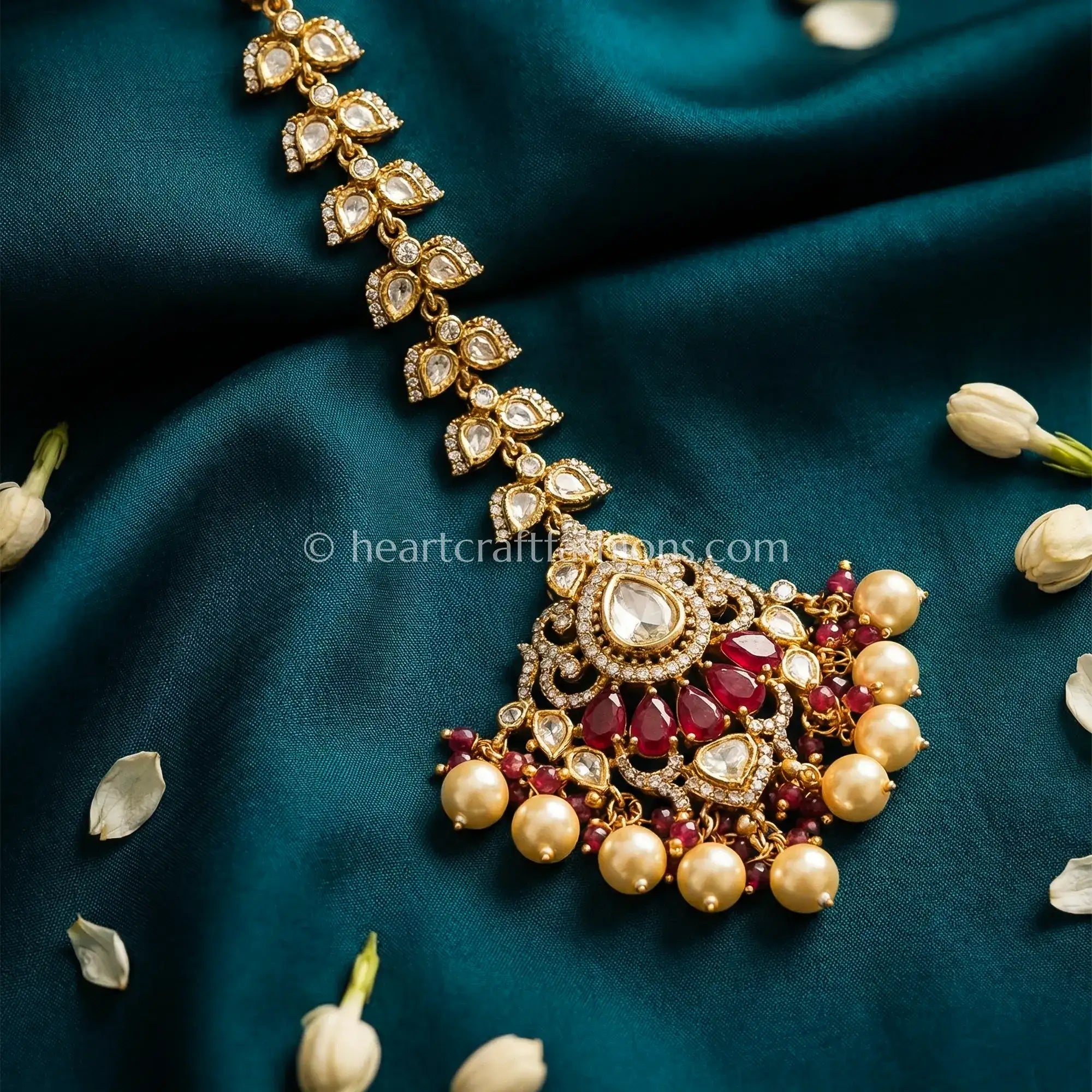 Ruby Pearl Bridal Maang Tikka