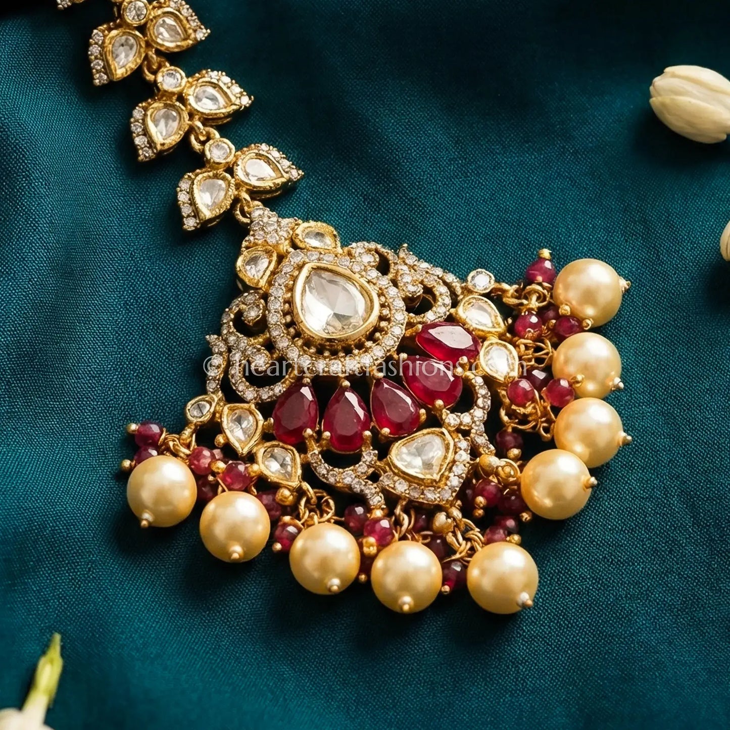 Ruby Pearl Bridal Maang Tikka