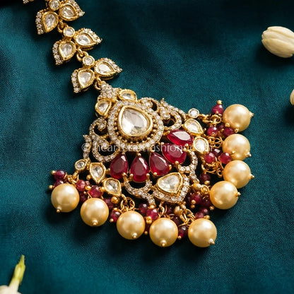 Ruby Pearl Bridal Maang Tikka