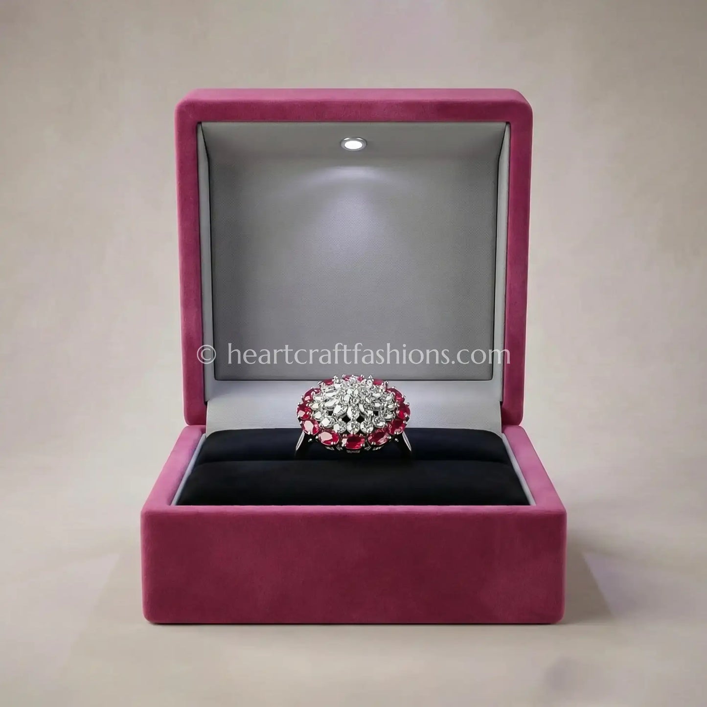 Ruby Pink Floral Halo Ring
