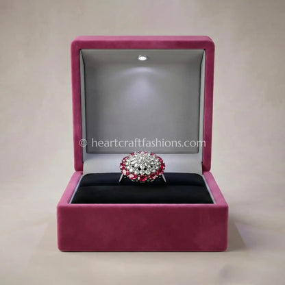 Ruby Pink Floral Halo Ring