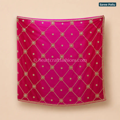 Ruby Pink Ombre Platinum Chiffon Chakri Gota Patti Saree