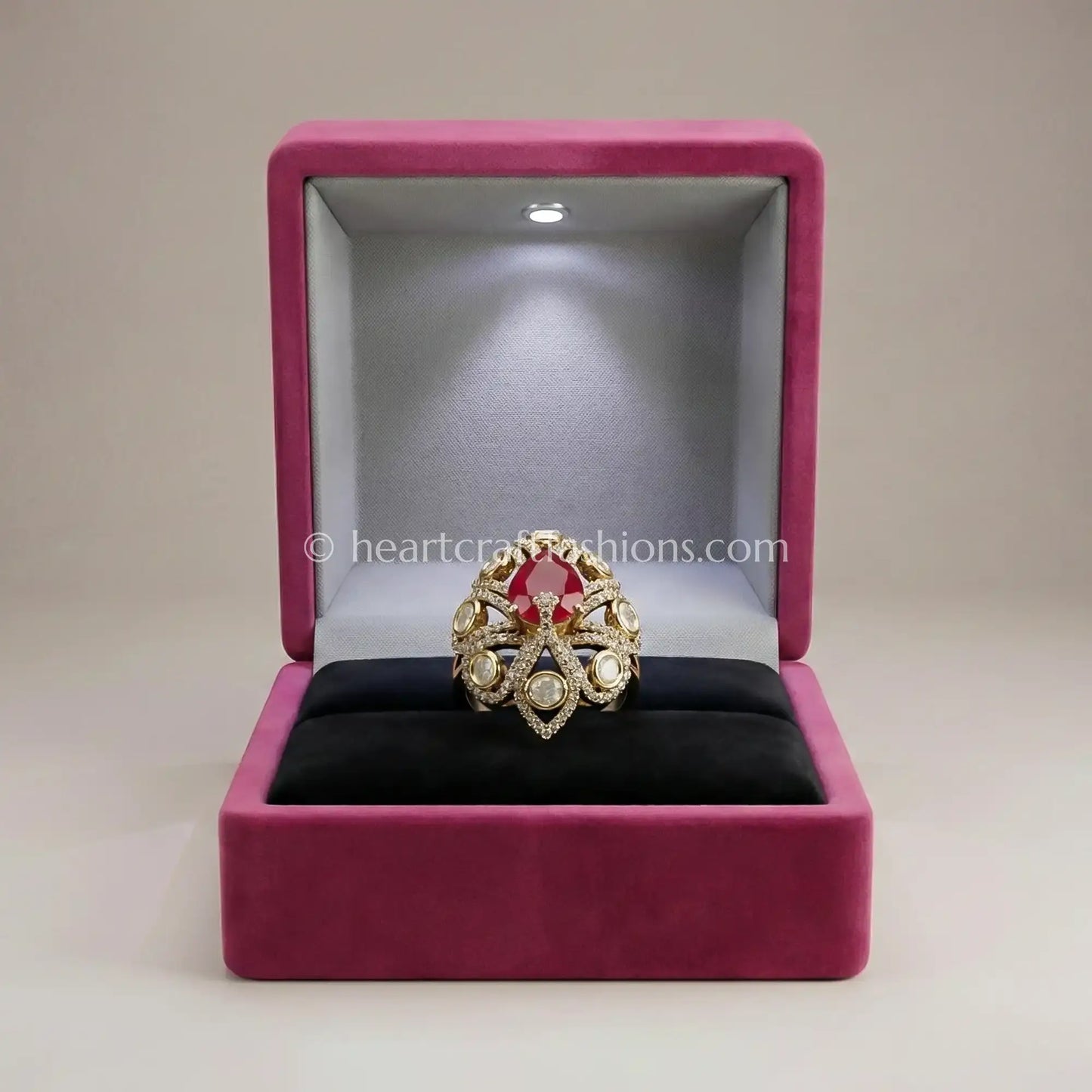 Sunehri Kundan Ruby Doublet Ring