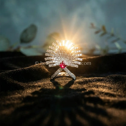 Ruby Radiance Sunburst Ring