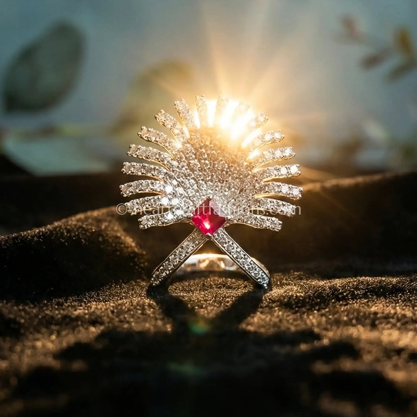 Ruby Radiance Sunburst Ring