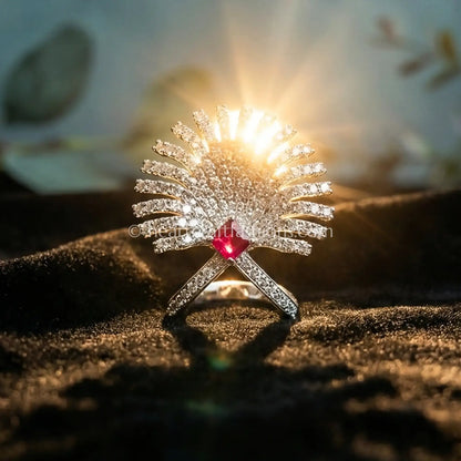 Ruby Radiance Sunburst Ring