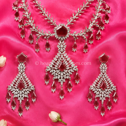 Ruby Red Geometric Layered Zircon Set