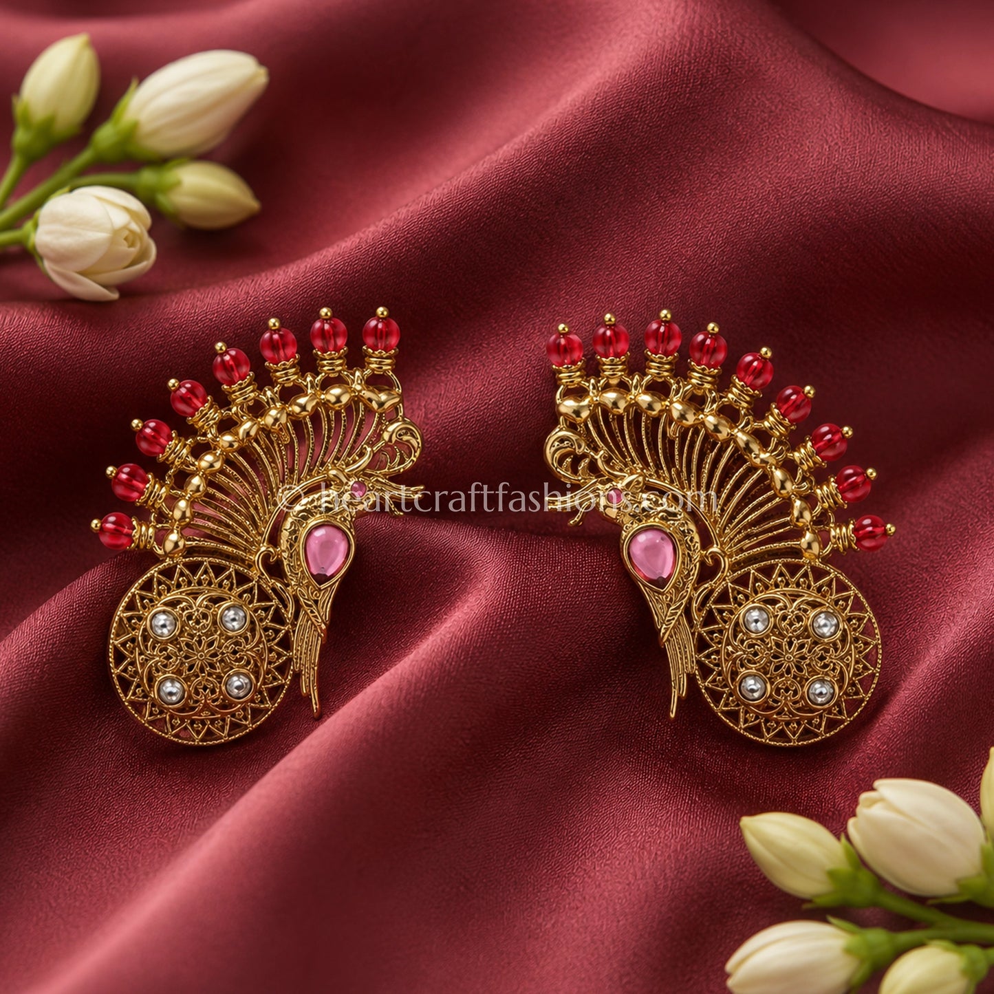 Ruby Red Peacock Amrapali Ear Cuff