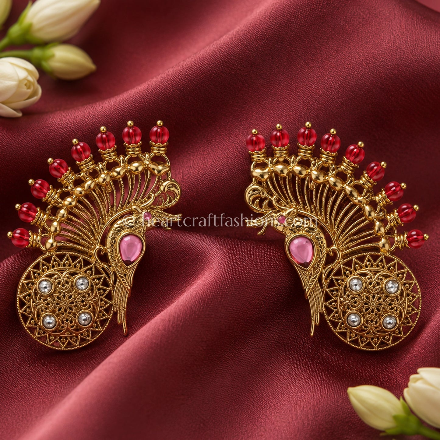 Ruby Red Peacock Amrapali Ear Cuff