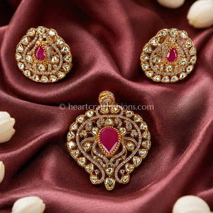 Ruby Royale Moissanite Pendant Set