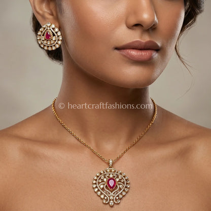 Ruby Royale Moissanite Pendant Set