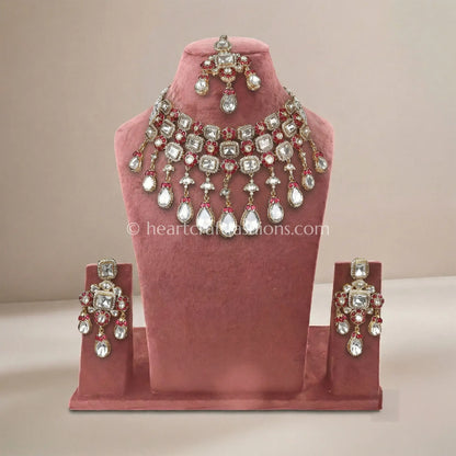 Ruby Semi-Precious Sunehri Kundan Bridal Choker Set