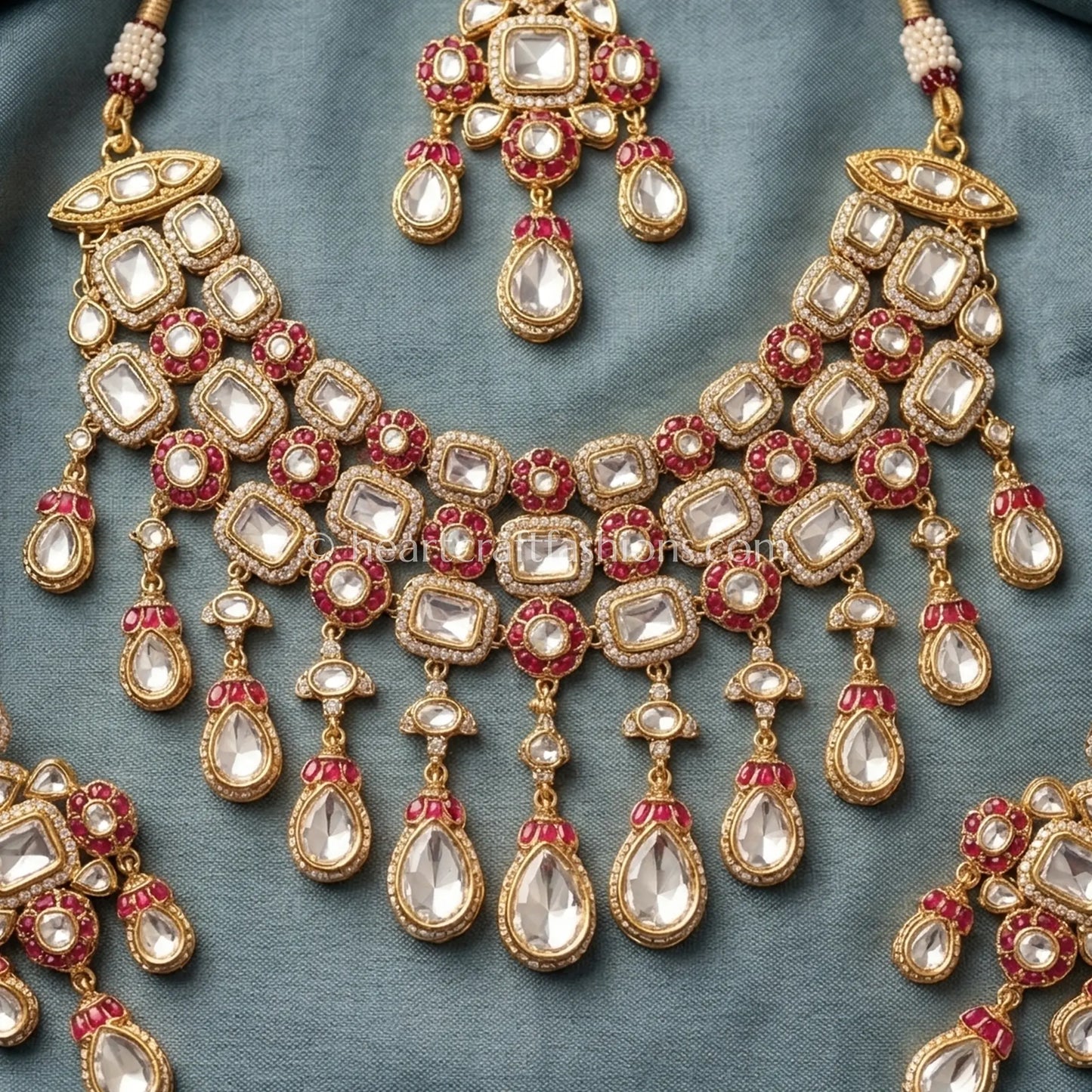 Ruby Semi-Precious Sunehri Kundan Bridal Choker Set