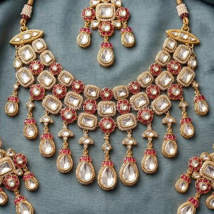 Ruby Semi-Precious Sunehri Kundan Bridal Choker Set