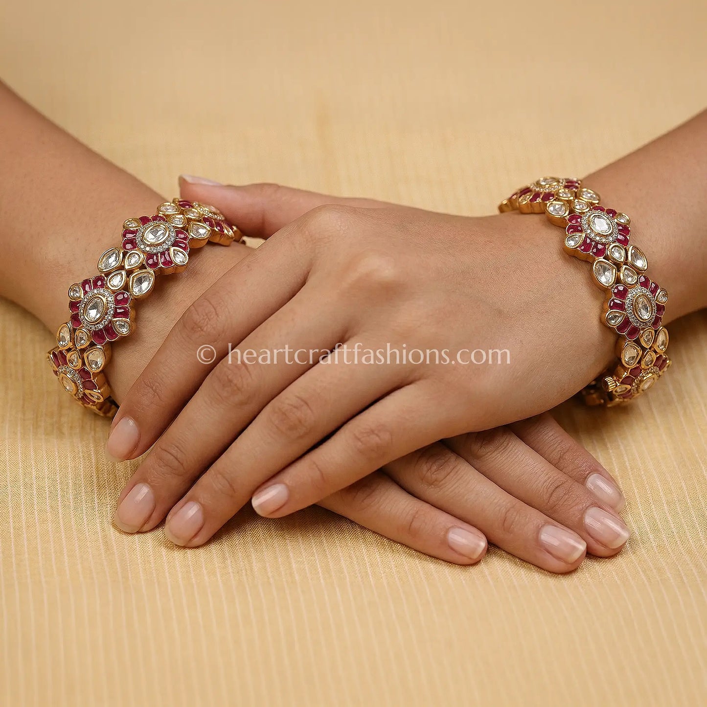 Ruby Sunehri Kundan Bangles