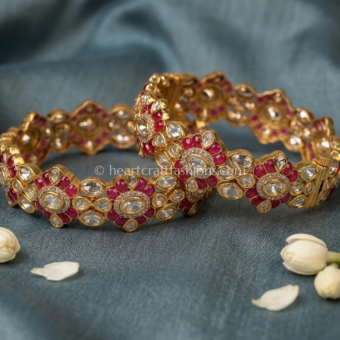 Ruby Sunehri Kundan Bangles